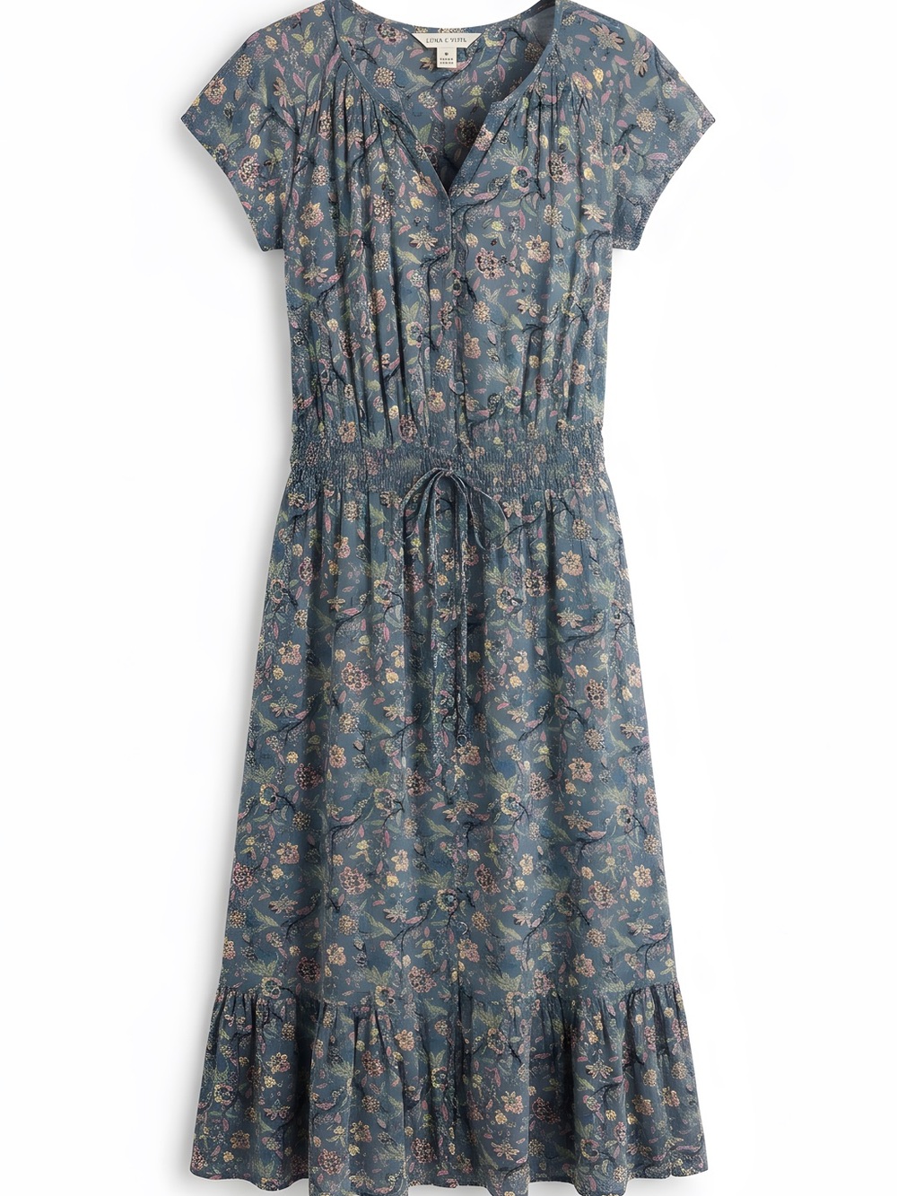Lucky Brand Blue Floral Midi Dress